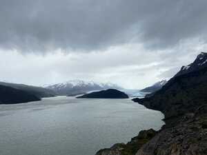 Lake with glacier and mountains