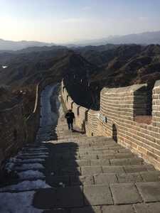 Asian man alone on Great Wall