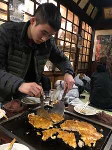 Man cooking pancake