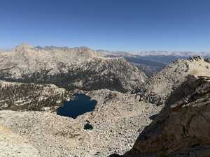 Alpine lake from above