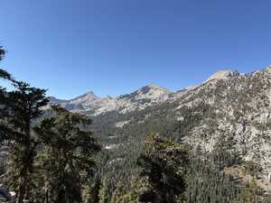 Mountains rising above canyon