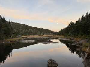 Lake with moon above