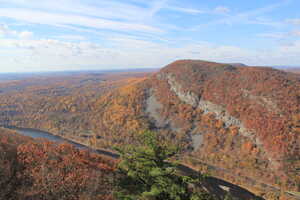 Rocky outcrop with fall foliage