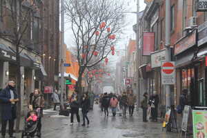 Street with shops and red lanterns