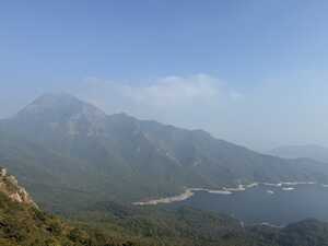 Reservoir below mountain