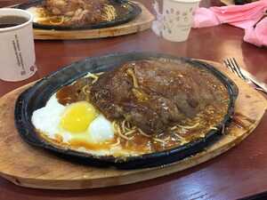Noodles, beef, and egg