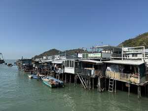 Fishing houses on stilts above water