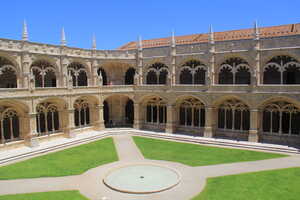 Tan cloisters from courtyard