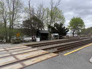 Small train station with single shed