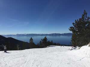 Lake behind ski slope