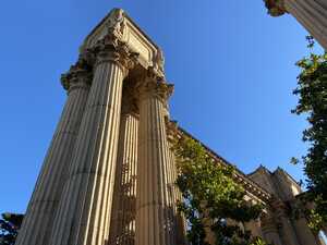 Ornate columns against sky