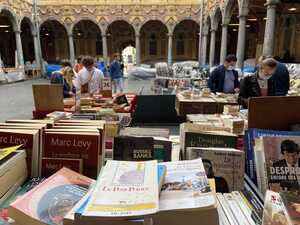 Used books for sale in courtyard