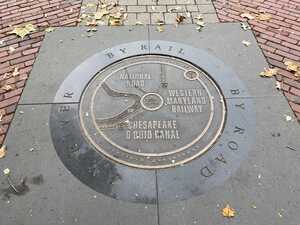 Circular monument on ground