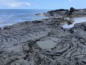 Old lava flows on beach