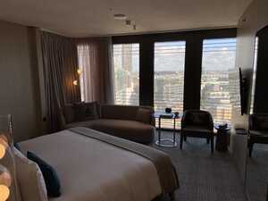 Hotel room with city view
