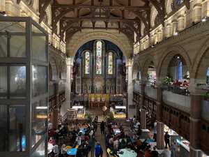 Interior of old church converted into food hall