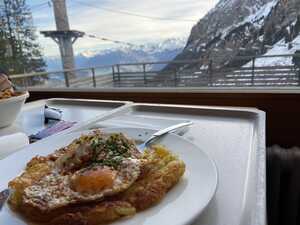 Food with mountain view