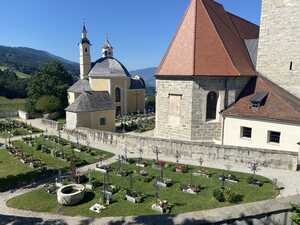 Church complex with walled-in graveyard