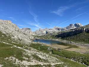 Small lake nestled among rocks