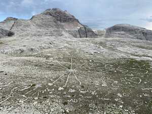 Rocks arranged in patterns on the group in mountains