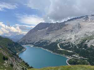 Blue lake in valley