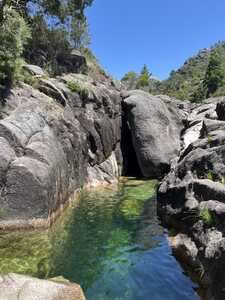 Pool of water by rocks