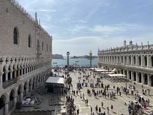 Classical buildings looking out into a harbor