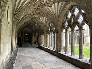 Walkway in stone cloisters