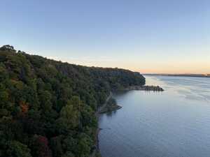 Cliffs with trees along river